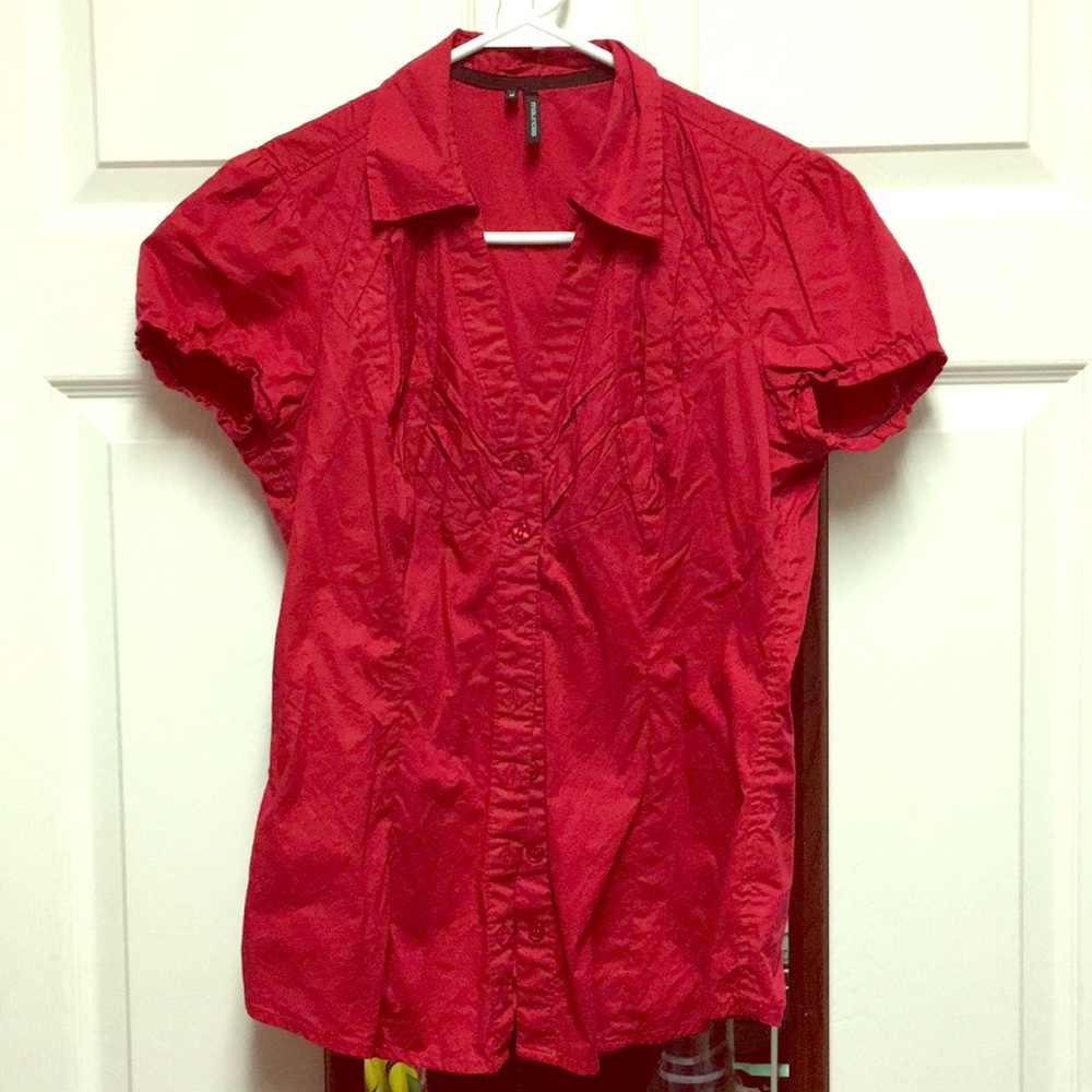 Red button down